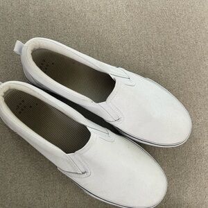 White Slip-On Canvas Sneakers